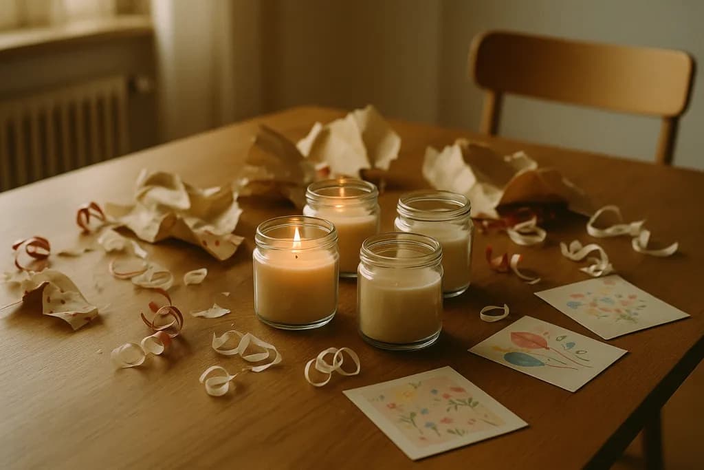Drei identische Geschenkboxen auf einem Tisch — doppelte Geschenke vermeiden