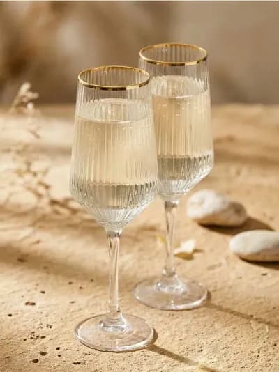 Келихи для вина з рифленням і золотою облямівкою 2 pack