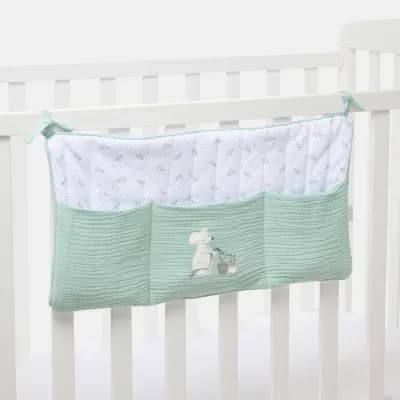 Organizador de Berço Cotton Juice Baby Home Coleção Sésamo bordado ratinhos jardineiros