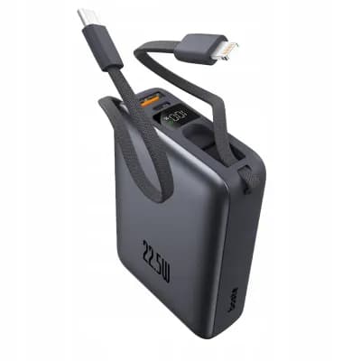 BOSTE POWER BANK 20000MAH 22.5W Z WBUDOWANYMI KABLAMI USB-C LIGHTNING PD QC