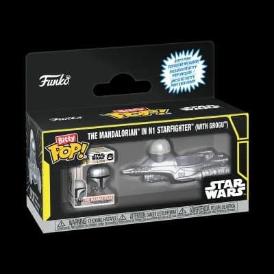 Bitty Pop! Rides The Mandalorian in N1 Starfighter (with Grogu)