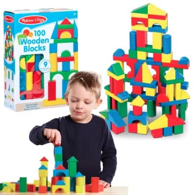 MELISSA & DOUG DREWNIANE KLOCKI KOLOROWY ZESTAW DO BUDOWANIA 100 ELEMENTÓW