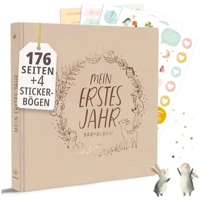 Rabano Mein Erstes Jahr Babyalbum | Hochwertiges Fotoalbum Baby Geschenk