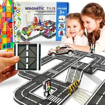 KLOCKI MAGNETYCZNE ULICA DROGA KONSTRUKCYJNE ZESTAW 41 ELEMENTÓW DLA DZIECI