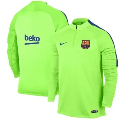 Barcelona Nike Drill Squad Performance Raglan Quarter-Zip Top - Green/Royal