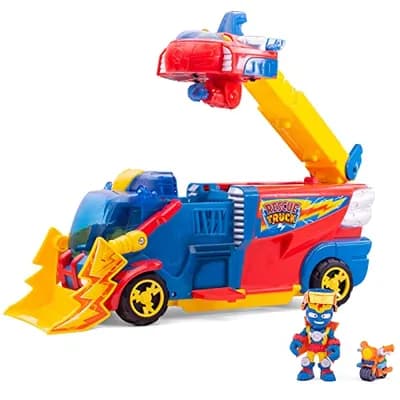 SUPERTHINGS Rescue Truck, Camión de Rescate de Superthings con Escalera y Nave, Incluye 1 Kazoom Kid y 1 SuperThing