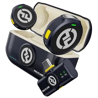 Hollyland Lark M2 Micrófono Inalambrico Solapa Compatible con Teléfonos Android, iPhone 15, 300 m, Hi-Fi Audio, Cancelación de Ruido, 30H Duración, Micrófono Inalámbrico para Livestream Vlog - Negro