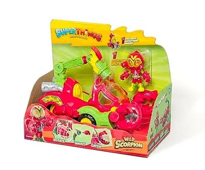 SUPERTHINGS Wild Scorpion – Vehículo escorpión de los SuperThings. Incluye 1 Wild Kid y 1 Wild SuperThing Villano exclusivos. con Disparador y Pinzas de escorpión para atrapar a los héroes