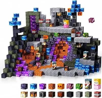 GraceDuck Bloques magnéticos – 150 Piezas imán de construcción Dark Castle Sword Domain – Juguetes magnéticos de construcción – Juguetes sensoriales Stem Montessori para niños pequeños de 6, 7,