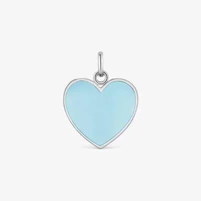 Colgante corazón de acero y resina azul Galaxy