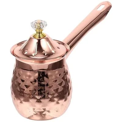 Schwamm Cafetera Turca de Cobre – Cafetera, Tetera – Calentador de Leche, Chocolatera y Tarro de Hierro Fundición de Mantequilla 600 ML de Oro Rosa de Alta Calidad.