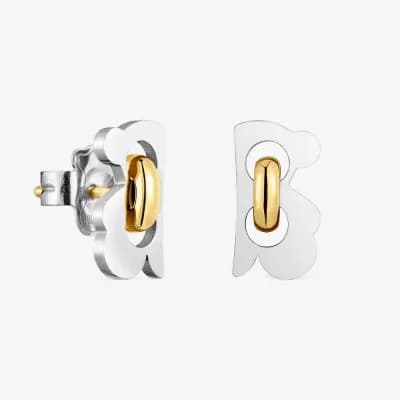 Aretes oso de acero bicolor 12 mm TOUS Half Bear