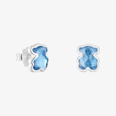 Pendientes de plata y espinela azul creada en laboratorio Icon Color LGG