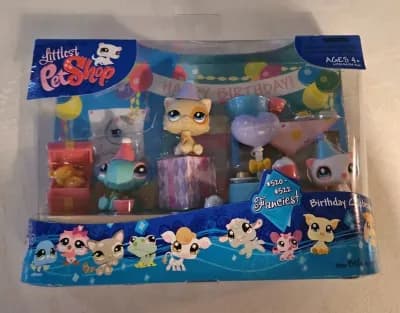 LITTLEST PET SHOP fête d'anniversaire furet #520 chat #521 tortue #522 LPS NEUF