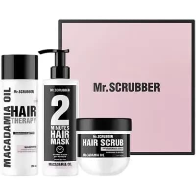 Подарунковий набір Mr.Scrubber Macadamia Oil Гладкість та краса: шампунь для волосся 200 мл + експрес-маска для волосся 200 мл + скраб для шкіри голови та волосся 250 г