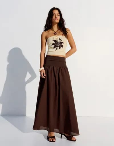 Midi skirt with cummerbund