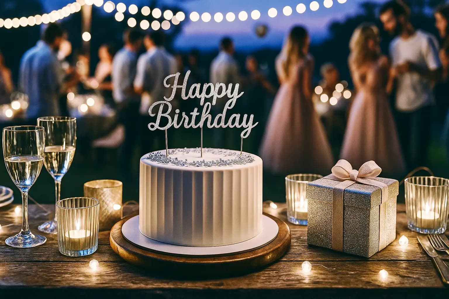 Cozy birthday celebration with cake and candles