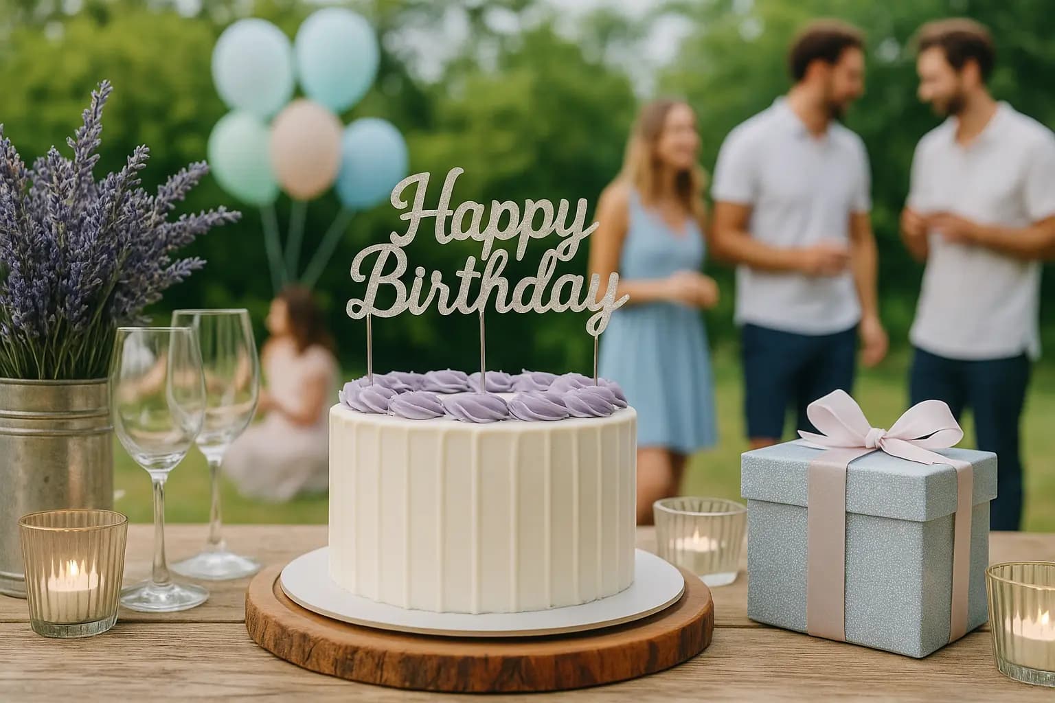 Cozy birthday celebration with cake and candles